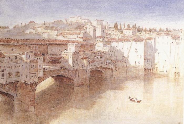 Albert goodwin,r.w.s Ponte Vecchio Florence Norge oil painting art